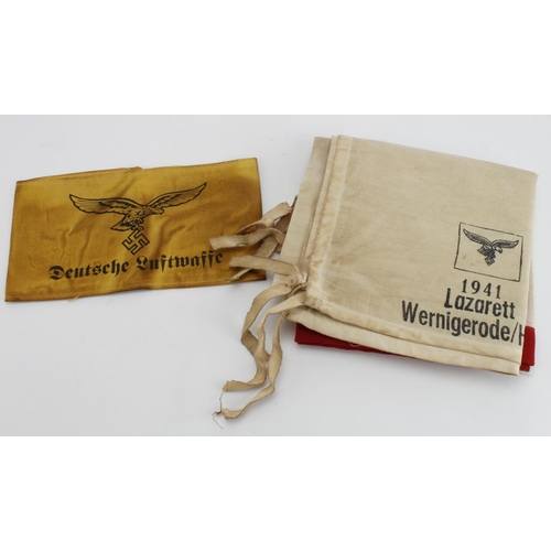 1682 - German Luftwaffe Red Cross flag and a Luftwaffe civilian helpers armband