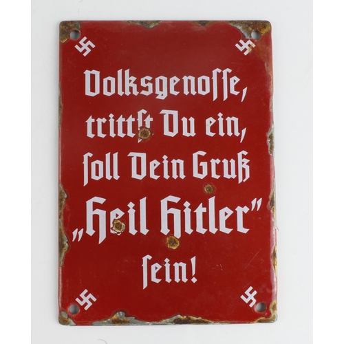 1689 - German metal Political sign, A/F