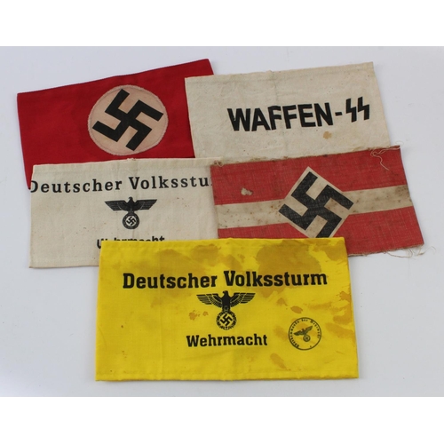 1699 - German Nazi arm bands 5 of all different.