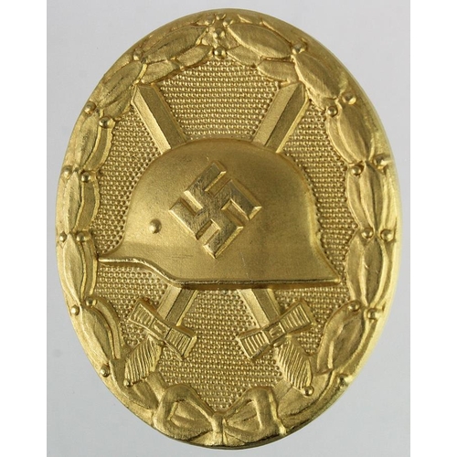 1716 - German Nazi Gold Wounds Badge, maker marked 'L/53'.