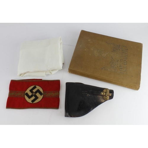 1719 - German Nazi railway interest table cloth (Deutsches Reichbahn) with neatly stitched Eagle / Swastika... 