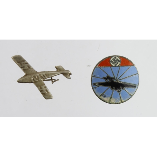 1724 - German nazi lapel pins DLV plane pin and one other.