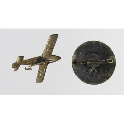 1724 - German nazi lapel pins DLV plane pin and one other.