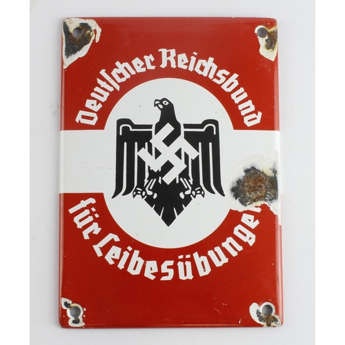 1732 - German nazi metal & enamel sign deutscher reichsbund.