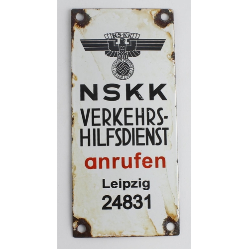 1733 - German Nazi metal & enamel sign NSKK Verkehrs-hilfsdienst.