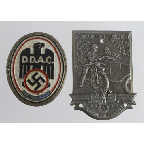 1749 - German nazi tin badges DDAC & NSKK.