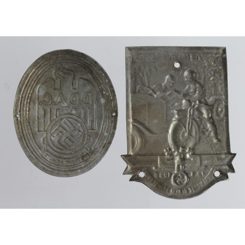 1749 - German nazi tin badges DDAC & NSKK.