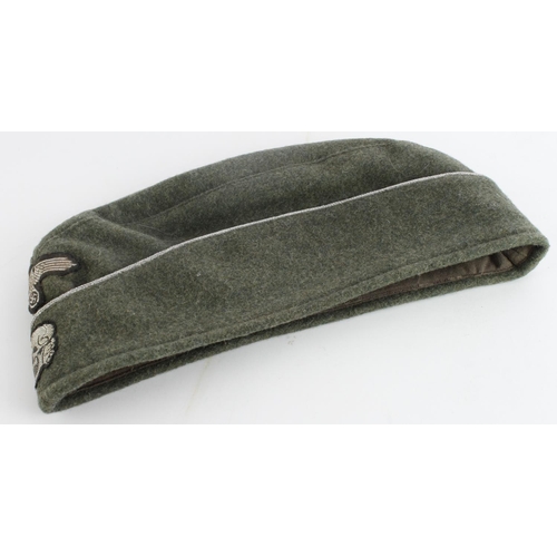 1754 - German Nazi Waffen SS Officers field grey forage cap with insignia, maker marked and dated inside