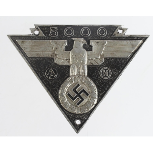 1791 - German SS / SA car plaque for 5000 kms Rally