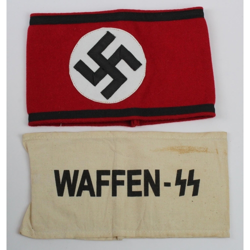 1795 - German SS arm band with makers label inside and Waffen SS arm band.