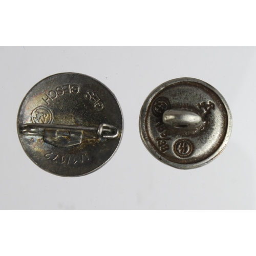 1803 - German SS Lapel badge and Totenkopf button cap badge