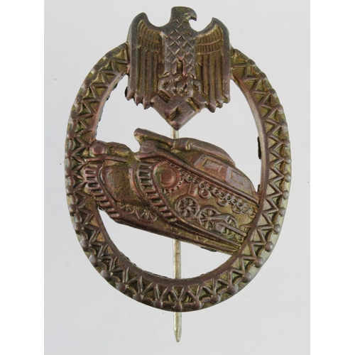 1812 - German tank battle war badge in bronze late war pressed example.