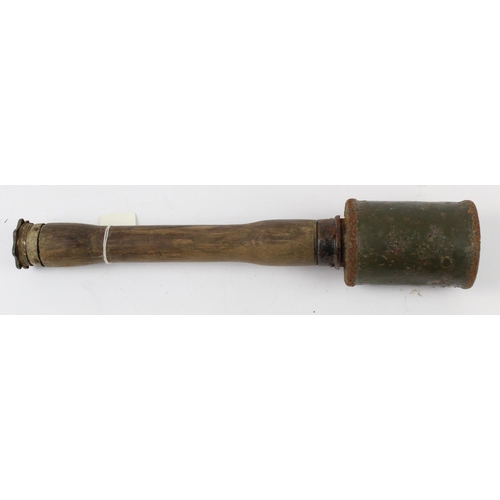 1839 - German WW1 stick grenade unusual pattern as there is no belt hook in good condition. Deactivated