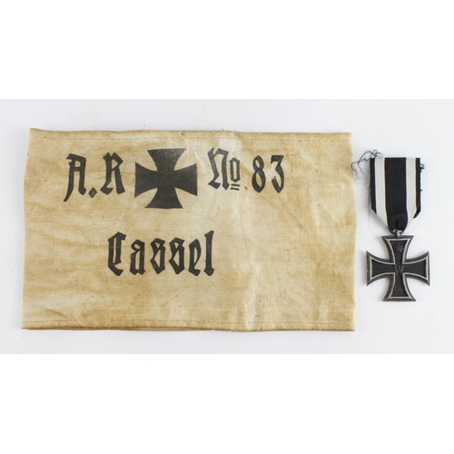 1847 - Imperial German 2nd class iron cross and cloth armband.