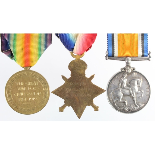 1870 - 1915 Star Trio to G-1079 Pte A Adams R.W.Kent Regt. (Cpl on pair). Born Deptford, London. GSW's 20/9... 