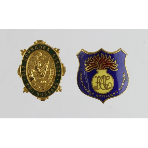 1920 - Badges Old Comrades for the Honourable Artillery Company and Kings Royal Irish Hussars OCA