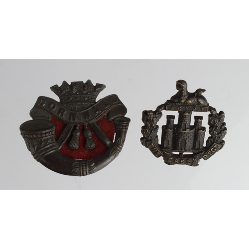 2011 - Cap Badges, Officers Duke of Cornwall L.I. maker marked J R Gaunt, together with and Officers Essex ... 