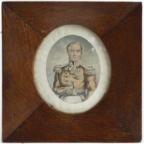 2022 - Crimea related - Victorian miniature of 1st. Lord Raglan in original oak frame - back reads 