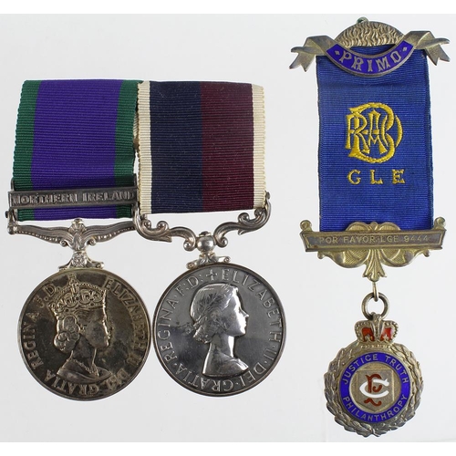 2024 - CSM QE2 with Northern Ireland clasp (Cpl J Morton (01927884) RAF), and RAF QE2 LSGC Medal (SAC J Mor... 