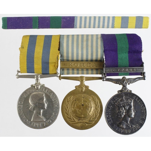 2088 - Korea Medal QE2 (22541059 Cpl H Pollard RF), UN Korea Medal, GSM QE2 with Cyprus clasp (23541059 Cpl... 