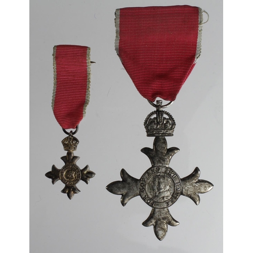 2098 - MBE (Civil) with matching Miniature Medal. Full size medal of grubby appearance due to being lacquer... 