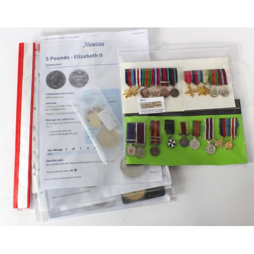 2118 - Miniature medals selection in groups and as singles (20 medals in total) plus a small collection of ... 