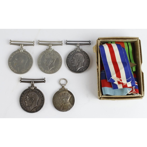 2119 - Mixed medals - 1937 Coronation Medal. BWM's named (4-7708 Pte A E Breeze North'D Fus) and (RMB1198 B... 