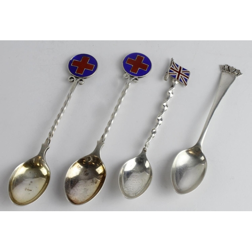 2124 - Naval silver spoon hallmarked Sheffield 1913 plus a patriotic Union flag (probably Canadian) silver ... 