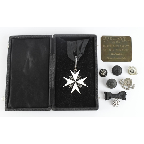 2139 - Order of St John cased Neck Badge (52mm) silver gilt and enamel. With miniature and a few badges/but... 