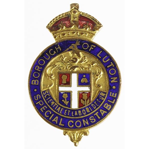 2148 - Police - Borough of Luton, WW2 brass & enamel Special Constable badge with a crescent lapel fitting.... 