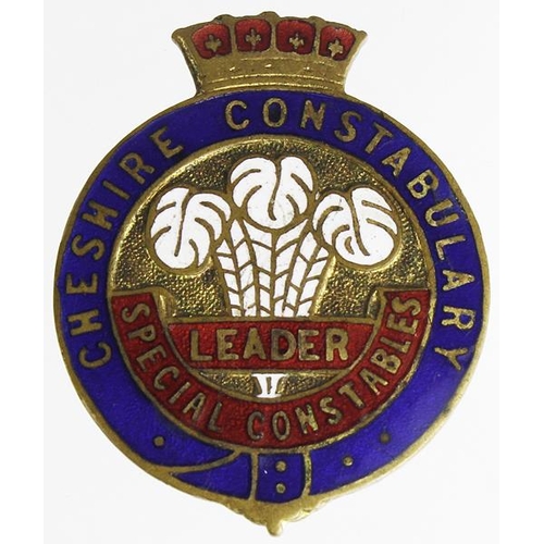 2151 - Police - Cheshire Constabulary, WW2 Special Constables Leader brass & enamel badge, has a working pi... 