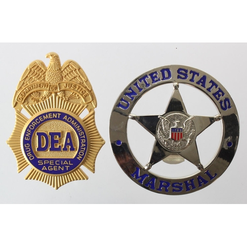 2160 - Police 2x US Police badges Marshall and DEA Special Agent