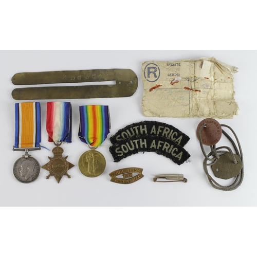 2201 - Raymond - 1915 Star Trio to (Pte L Raymond Enslins Hse), BWM named (A/Sjt L Raymond 1st S.A.I.) atte... 