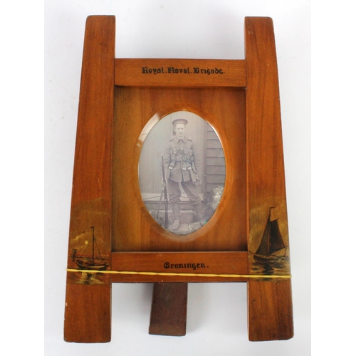 2209 - Royal Naval brigade interest - boxwood photo frame inscribed 