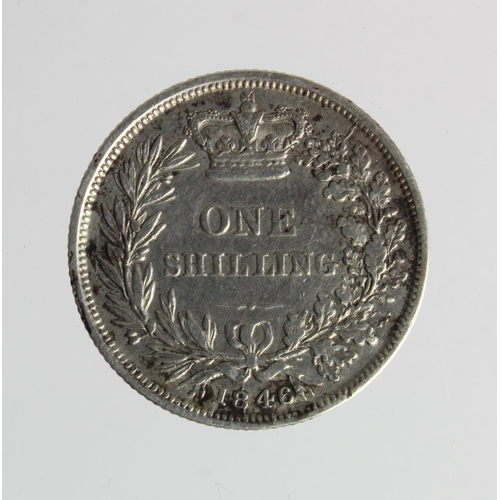 280 - Shilling 1846 VF, scratches.