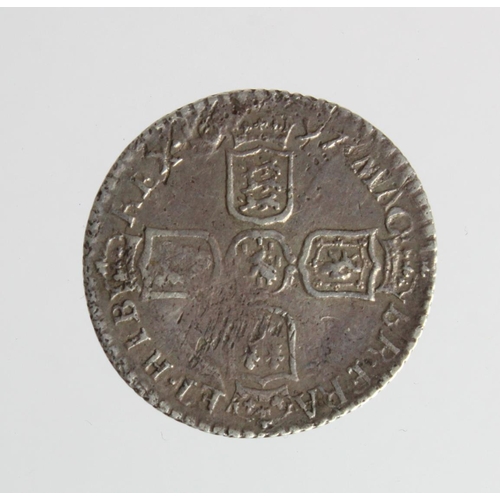 288 - Sixpence 1697 N below bust (Norwich mint), S.3535, F/GF, porous and scratched.