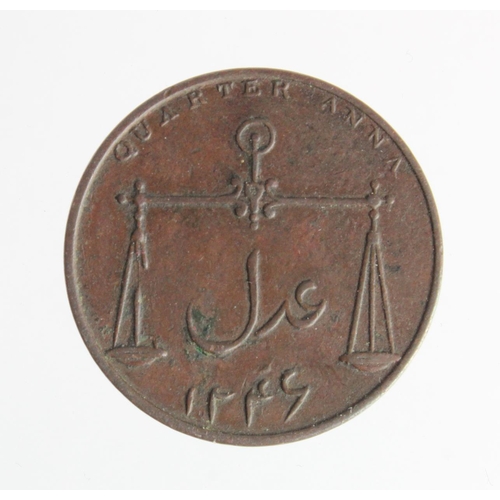 362 - India, East India Company, Bombay Presidency copper Quarter Anna 1830, aVF