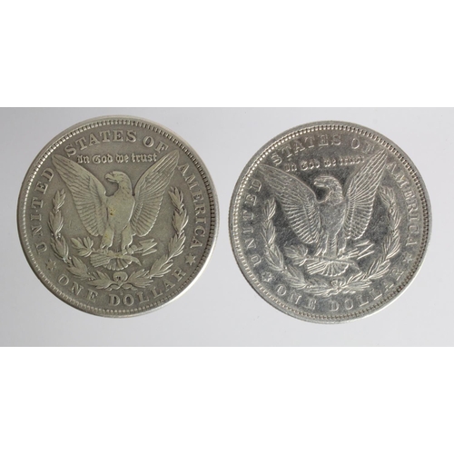 409 - USA, Morgan Silver Dollars (2): 1879 VF, and 1921S Fine.