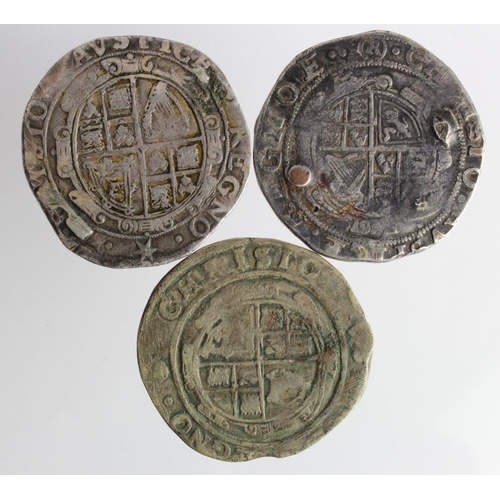 441 - Charles I halfcrowns (3): mm. Star S.2779 ex-mount nF, mm. (R) S.2778 holed VG, and a contemporary f... 