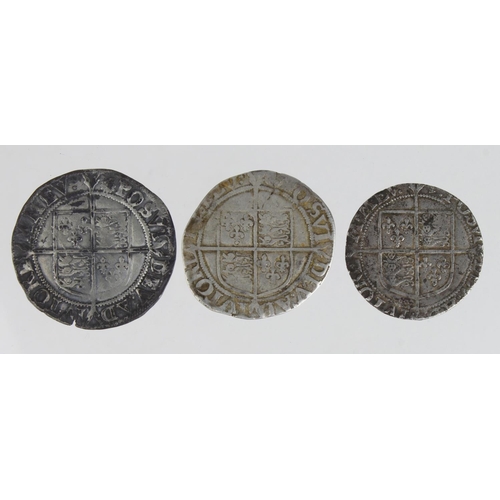 471 - Elizabeth I Shillings (3): Sixth Issue, mm. Escallop S.2577 Fine, scuff; similar mm. Crescent, clipp... 