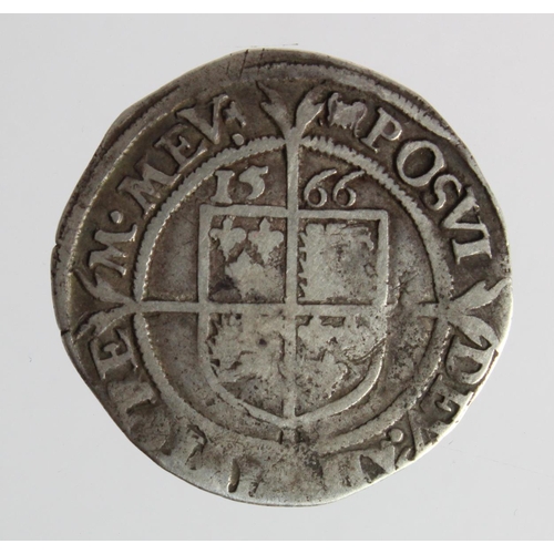 476 - Elizabeth I silver sixpence 1566 mm. Portcullis, S.2562, VG/F