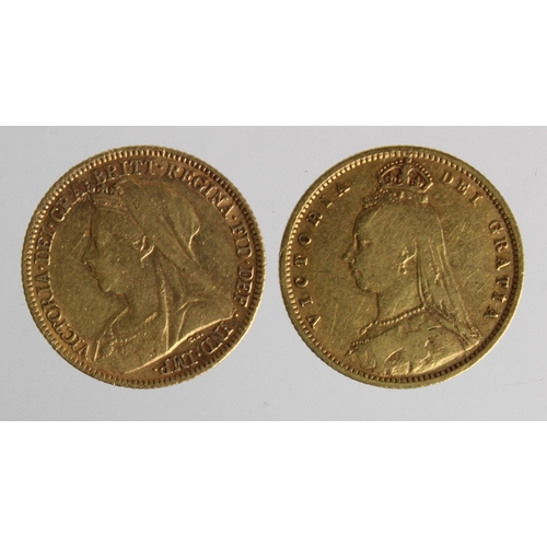 48 - Half Sovereigns (2): 1892 aF, and 1900 Fine.