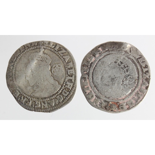 481 - Elizabeth I sixpences (2): 1567 mm. Coronet Fair/Fine, and 1582 mm. Sword VG.