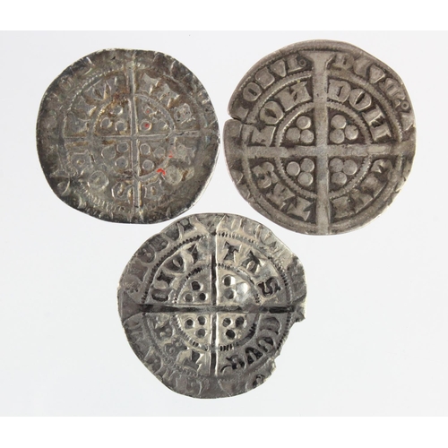 488 - Groats (3): Edward III Pre-Treaty of London, Series C? Clipped Fine, flan crack; Edward IV Light Coi... 