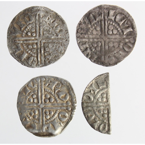 493 - Henry III Long Cross silver pennies (3 and a half) of Durham, London and Canterbury, Fair to VF (cri... 