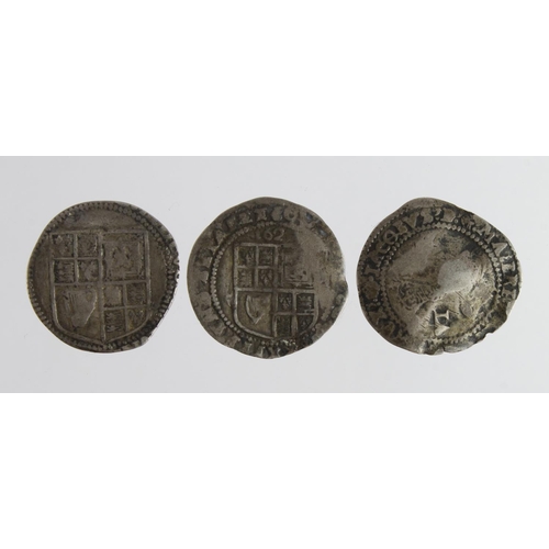 510 - James I (3): 2x sixpences bent Fair-VG, and a heavily clipped shilling.