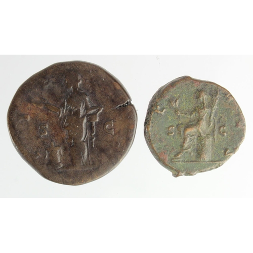 531 - Roman Imperial bronze (2): Faustina II as, Ceres seated l. rev, 12.63g, seems scarce, Fine, along wi... 