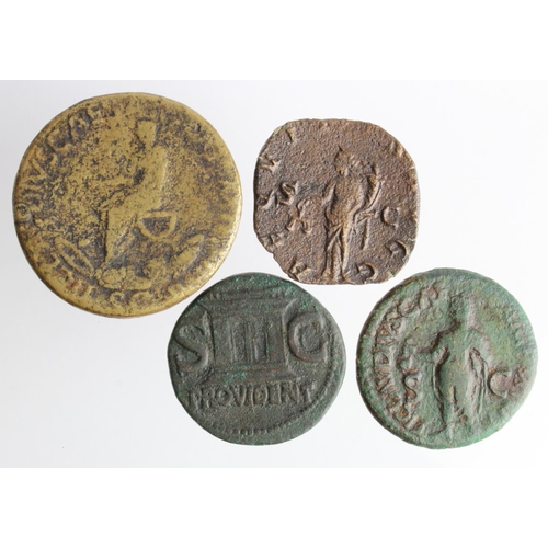 535 - Roman Imperial large bronzes (4): Nero Claudius Drusus (father of Claudius) sestertius, Claudius in ... 