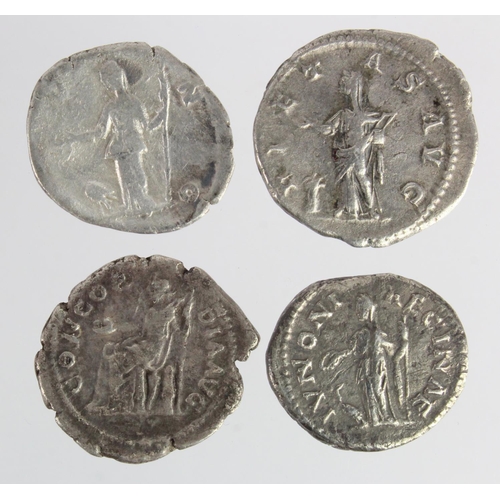 537 - Roman Imperial silver denarii (4) Empresses: Sabina, Concordia seated l. 2.76g, Fine; Faustina II, J... 