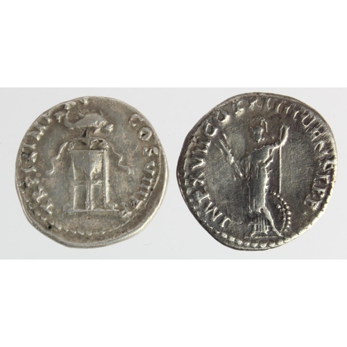 539 - Roman Imperial silver denarii of Domitian (2): Minerva std. l. with thunderbolt, 3.00g, VF, and dolp... 